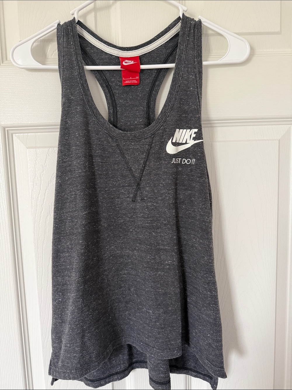 Nike Dark Gray Racerback Tank with White Logo